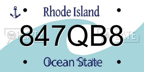 847QB8 Rhode Island License Plate