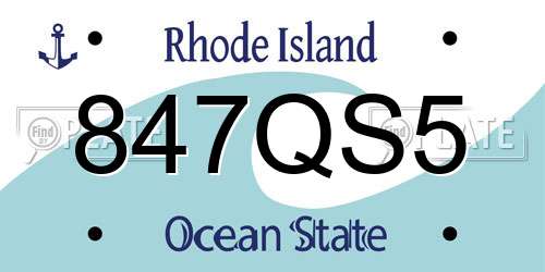 847QS5 Rhode Island License Plate