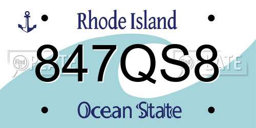847QS8 Rhode Island License Plate