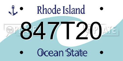 847T20 Rhode Island License Plate