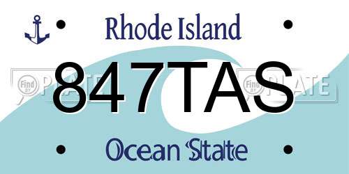 847TAS Rhode Island License Plate
