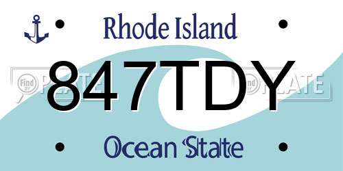 847TDY Rhode Island License Plate