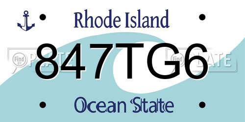 847TG6 Rhode Island License Plate