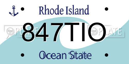 847TIO Rhode Island License Plate