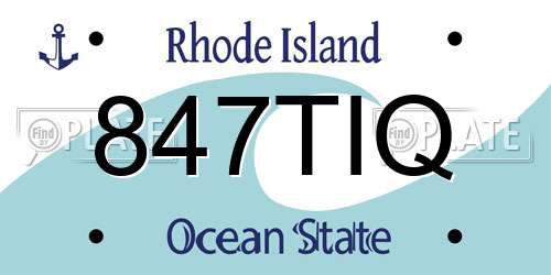 847TIQ Rhode Island License Plate