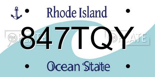 847TQY Rhode Island License Plate