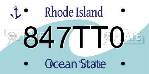 847TT0 Rhode Island License Plate