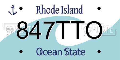 847TTO Rhode Island License Plate