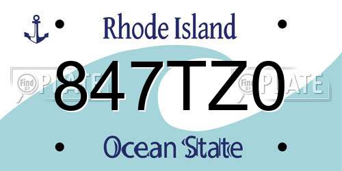847TZ0 Rhode Island License Plate
