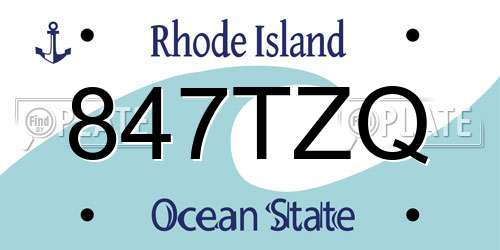 847TZQ Rhode Island License Plate