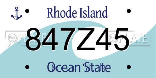 847Z45 Rhode Island License Plate