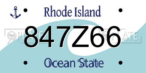 847Z66 Rhode Island License Plate