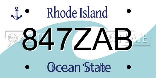 847ZAB Rhode Island License Plate