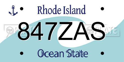 847ZAS Rhode Island License Plate