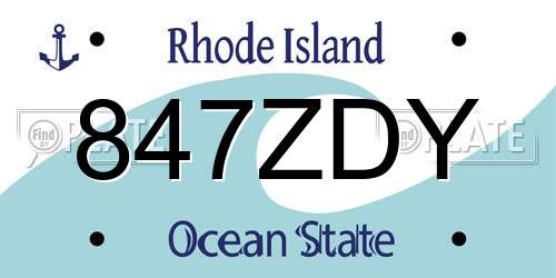 847ZDY Rhode Island License Plate