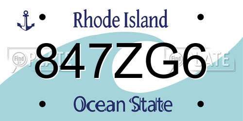 847ZG6 Rhode Island License Plate
