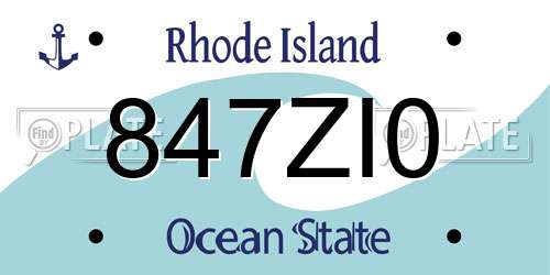 847ZI0 Rhode Island License Plate