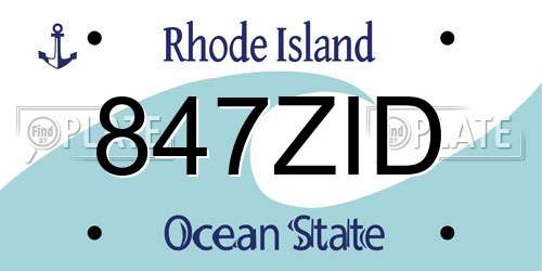 847ZID Rhode Island License Plate