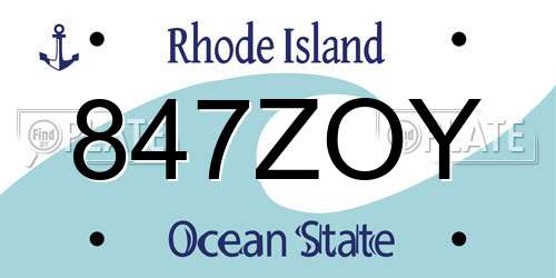 847ZOY Rhode Island License Plate