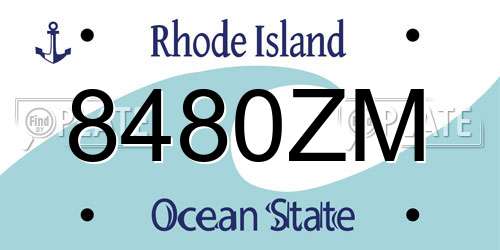 8480ZM Rhode Island License Plate