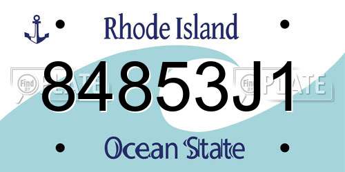 84853J1 Rhode Island License Plate