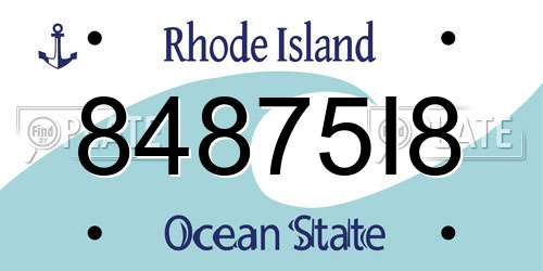 84875I8 Rhode Island License Plate