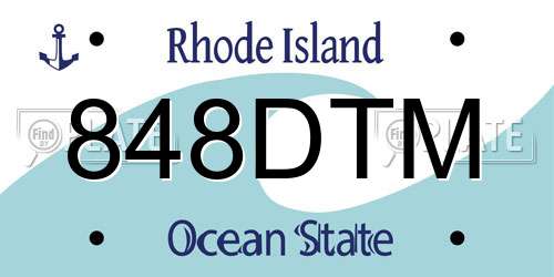 848DTM Rhode Island License Plate