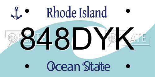 848DYK Rhode Island License Plate