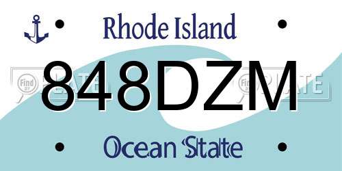 848DZM Rhode Island License Plate