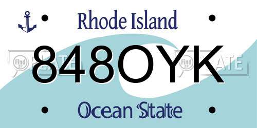 848OYK Rhode Island License Plate