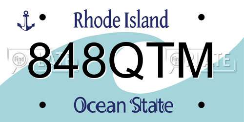 848QTM Rhode Island License Plate
