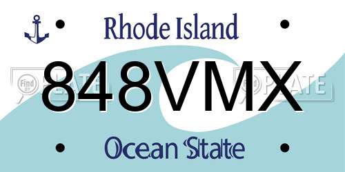 848VMX Rhode Island License Plate