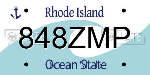848ZMP Rhode Island License Plate