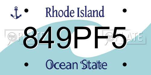 849PF5 Rhode Island License Plate