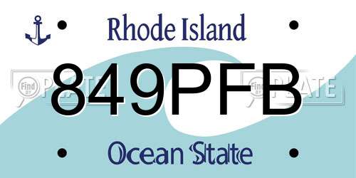 849PFB Rhode Island License Plate