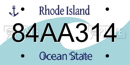 84AA314 Rhode Island License Plate