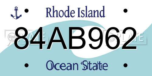 84AB962 Rhode Island License Plate