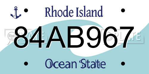 84AB967 Rhode Island License Plate