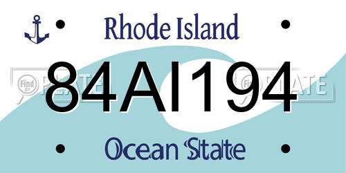 84AI194 Rhode Island License Plate