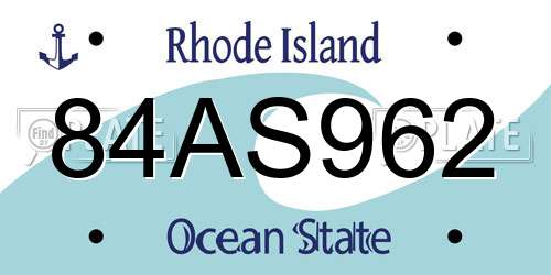84AS962 Rhode Island License Plate