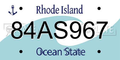84AS967 Rhode Island License Plate