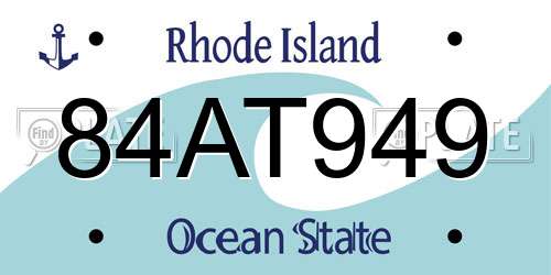 84AT949 Rhode Island License Plate