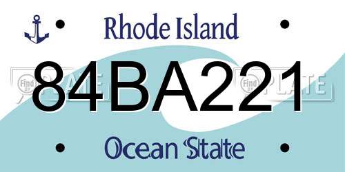 84BA221 Rhode Island License Plate