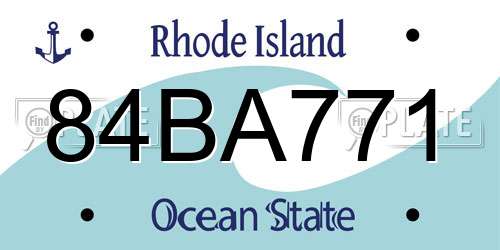 84BA771 Rhode Island License Plate
