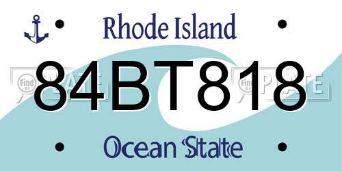 84BT818 Rhode Island License Plate
