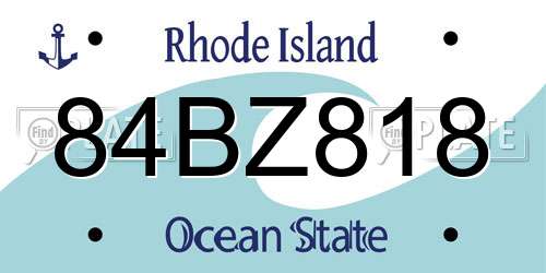 84BZ818 Rhode Island License Plate