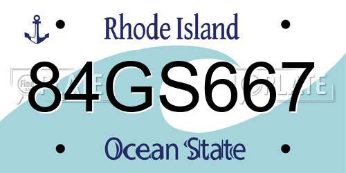84GS667 Rhode Island License Plate