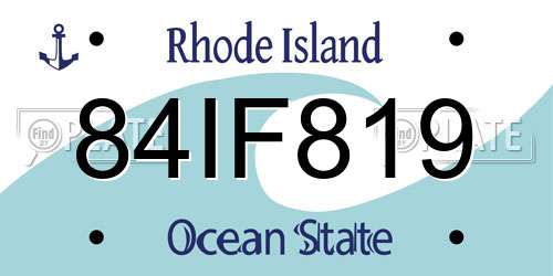 84IF819 Rhode Island License Plate