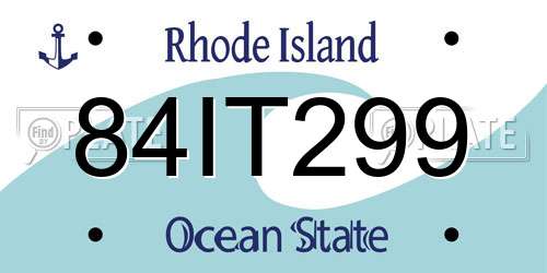 84IT299 Rhode Island License Plate