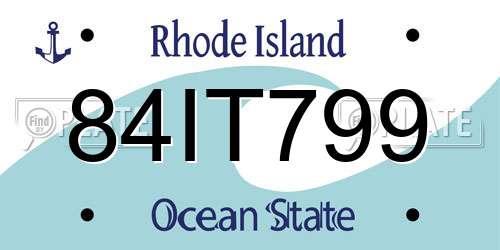 84IT799 Rhode Island License Plate